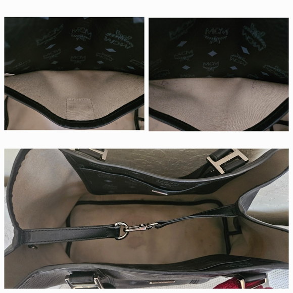 MCM Black Monogram Shoulder Tote Bag AUTHENTIC - Picture 10 of 16